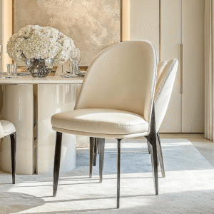 Apollonia Cream Leather & Black Dining Chair