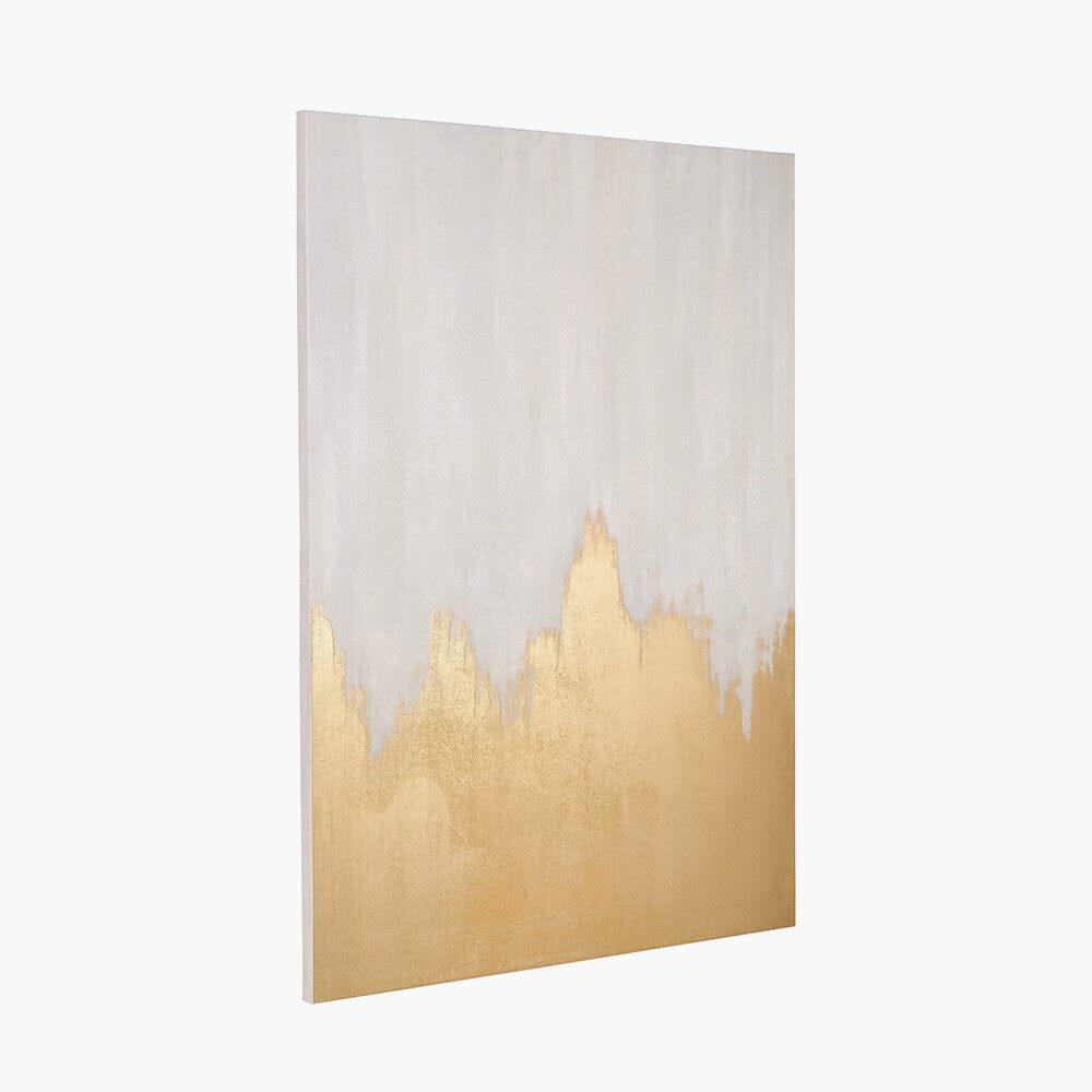 Aria White & Gold Abstract Frameless Canvas Wall Art