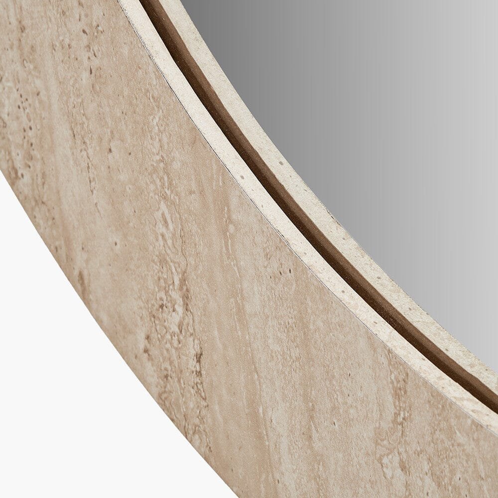 Arnot Travertine Effect Round Mirror