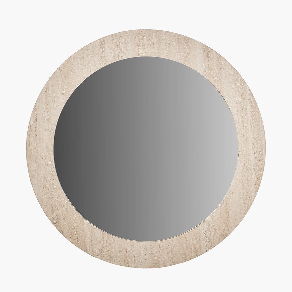 Arnot Travertine Effect Round Mirror