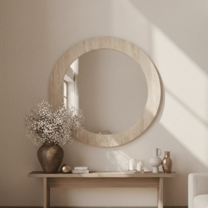 Arnot Travertine Effect Round Mirror