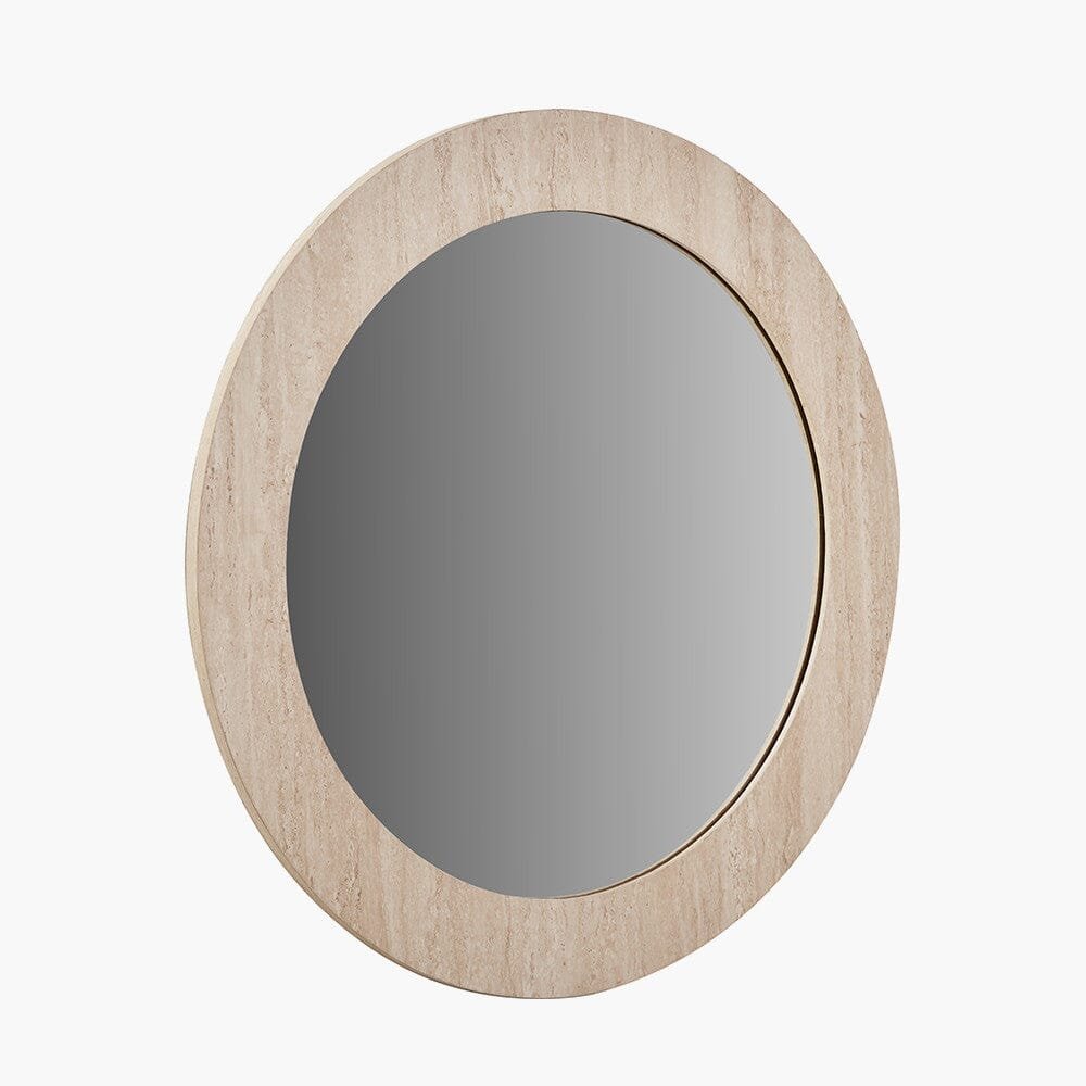 Arnot Travertine Effect Round Mirror