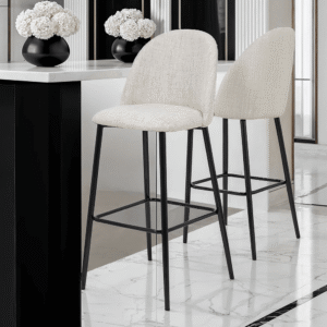Arte Cream Linen & Black Metal Bar Stool