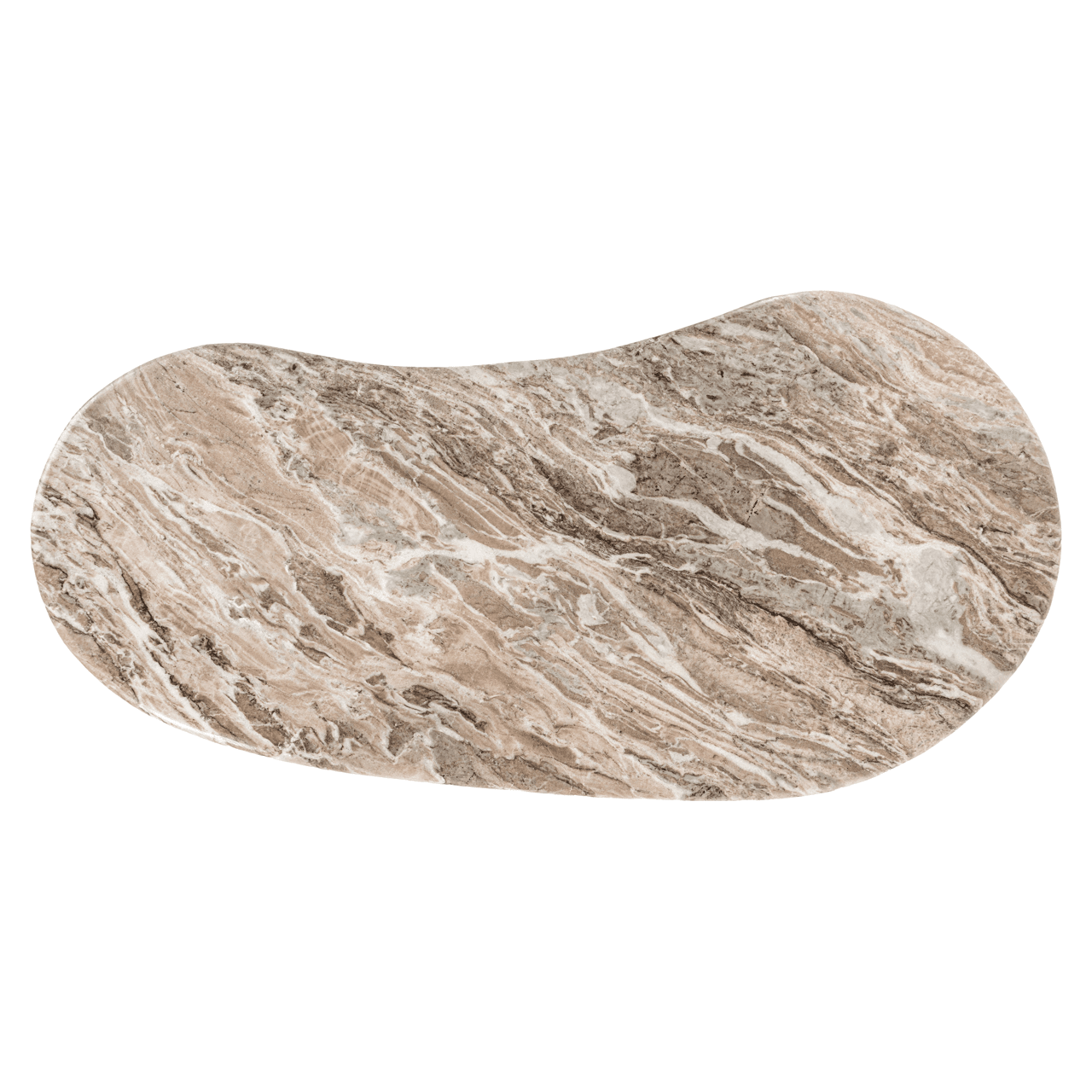 Astalina Brown Ribbed Wooden Pebble Shaped Desk with Marble Top