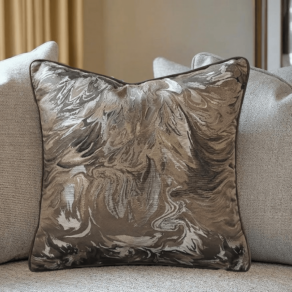 Asti Chocolate Brown Marble Effect Cushion- 50x50cm