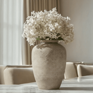 Aubine Large Taupe Distressed Stone Vase