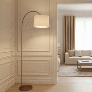 Azra Brass Floor Lamp with Neutral Shade