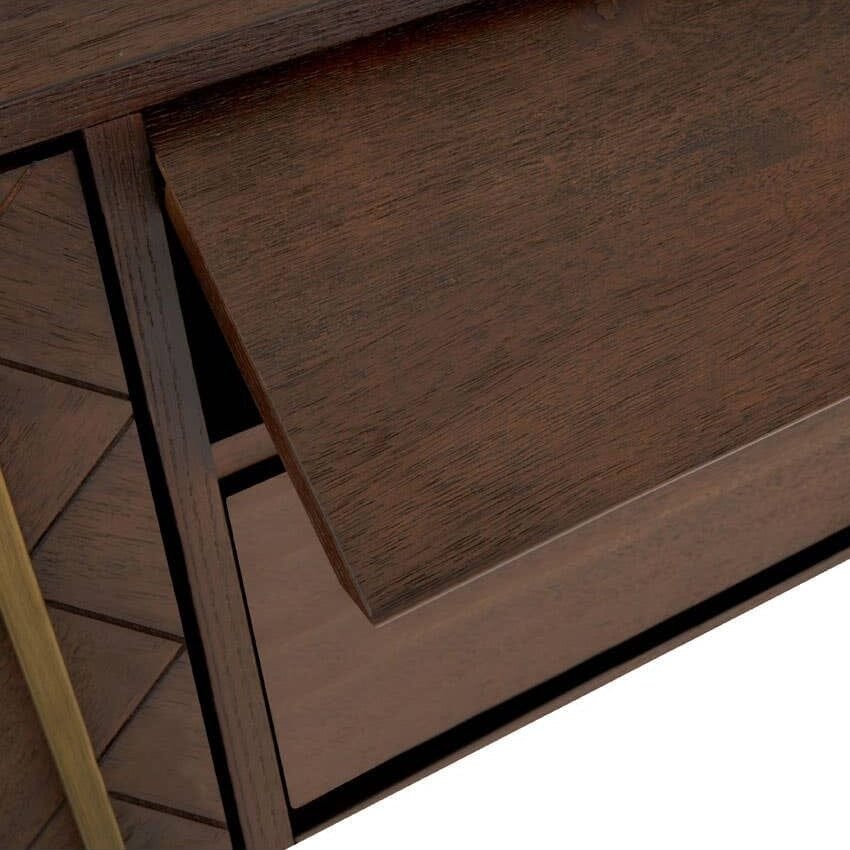 Bancha Dark Wood Media Unit with Herringbone Detail