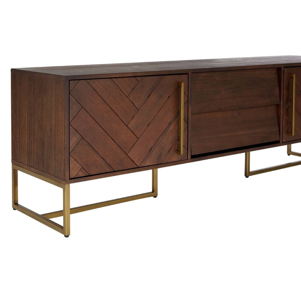 Bancha Dark Wood Media Unit with Herringbone Detail