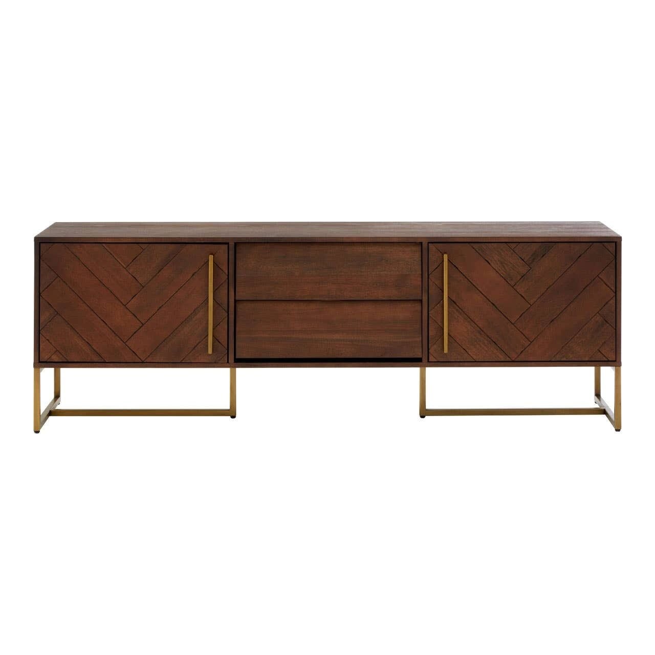 Bancha Dark Wood Media Unit with Herringbone Detail