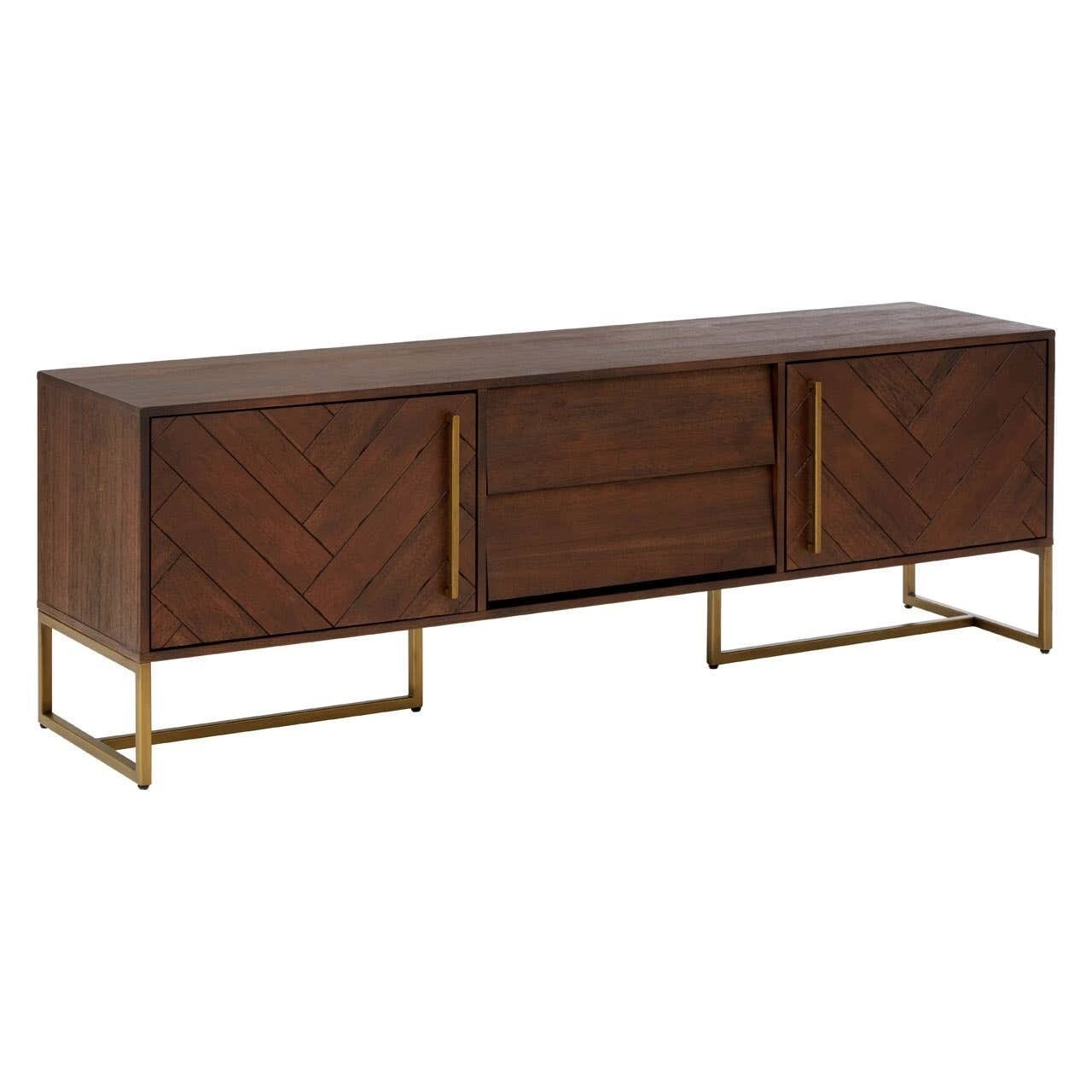 Bancha Dark Wood Media Unit with Herringbone Detail