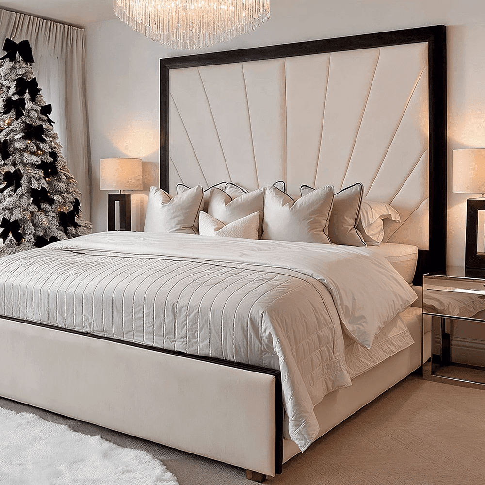 Barcelona Cream & Black Sunburst Bed