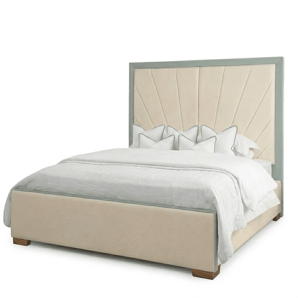 Barcelona Cream & Blue Sunburst Bed