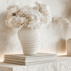 Bareta Cream Ribbed Glass Vase