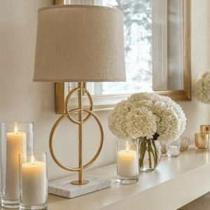 Bellagio Gold Circles Table Lamp with Marble Base