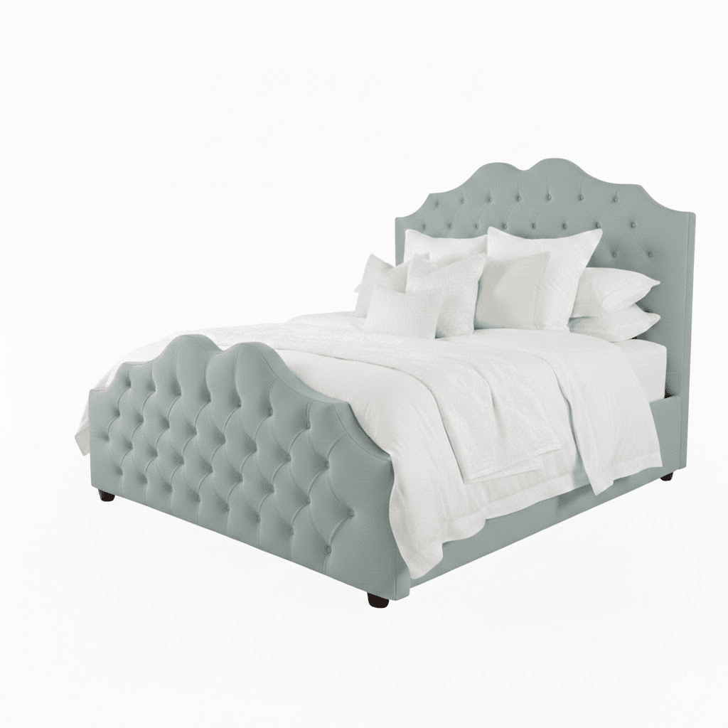 Belvoir Blue Velvet Luxury Curved Velvet Bed