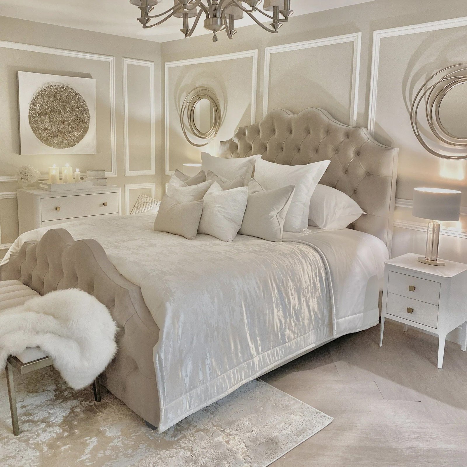 Belvoir Pebble Luxury Curved Velvet Bed