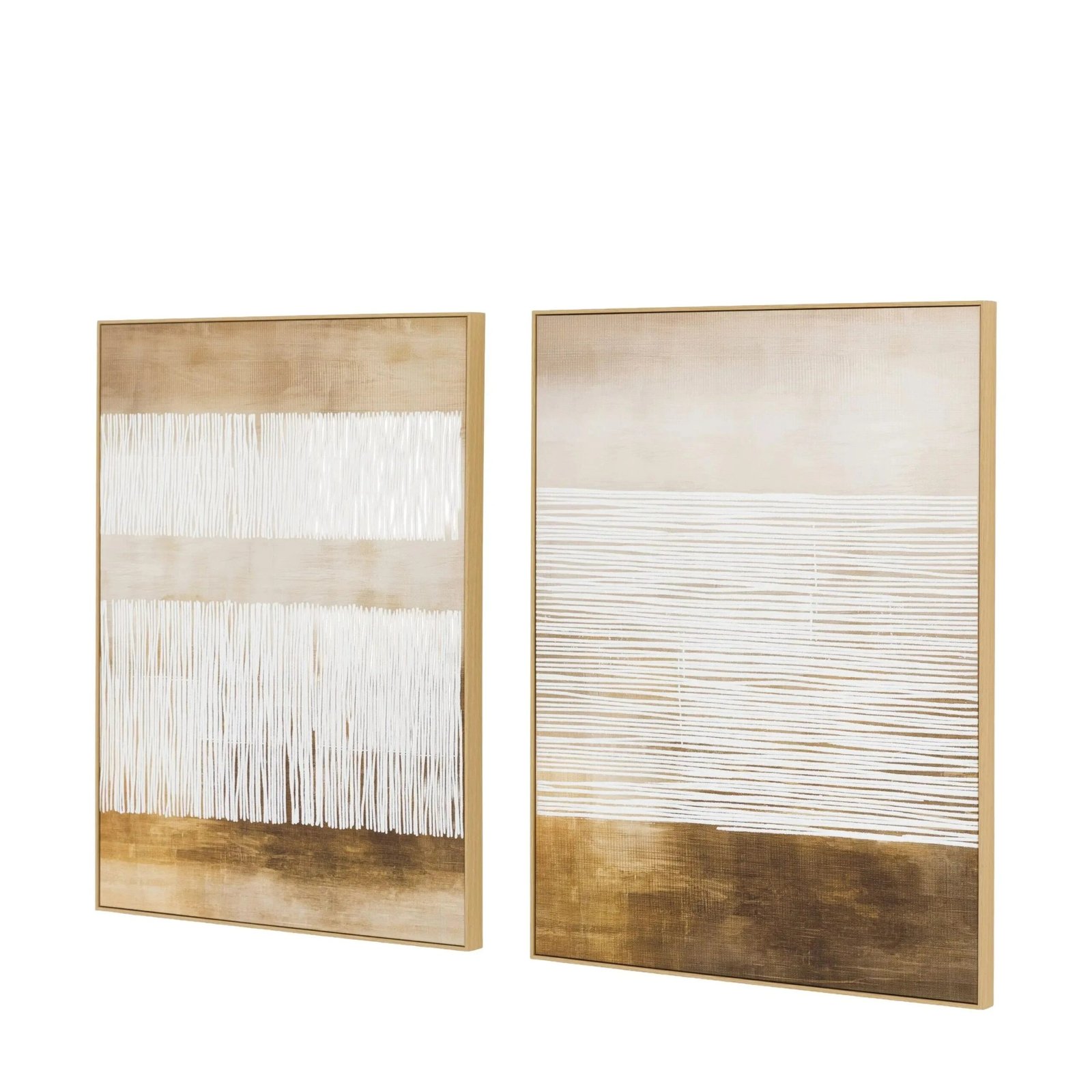 Birdie Cream & Gold Abstract Wall Art - Set of 2