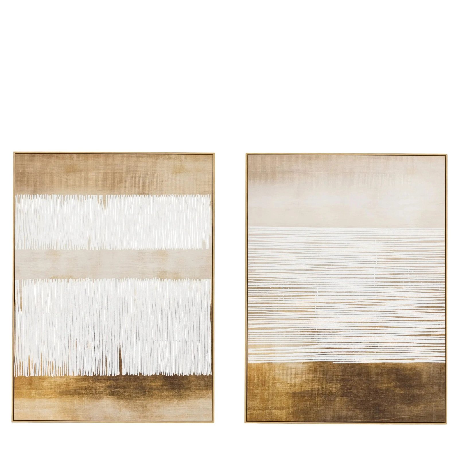 Birdie Cream & Gold Abstract Wall Art - Set of 2
