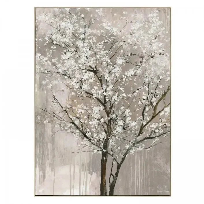 Blossom Tree Neutral Wooden Framed Canvas Wall Art