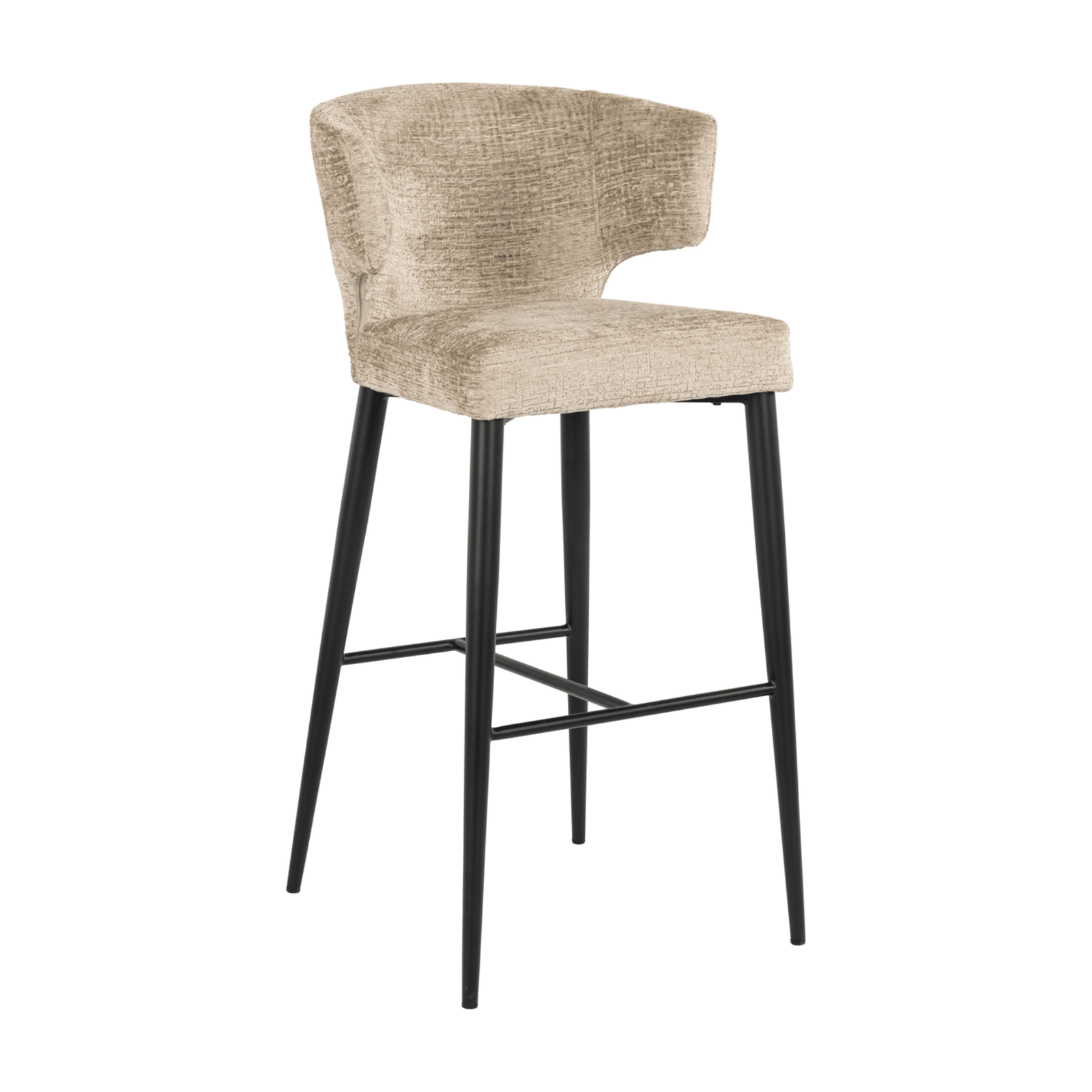 Bourton Beige Chenille Bar Stool with Black Legs