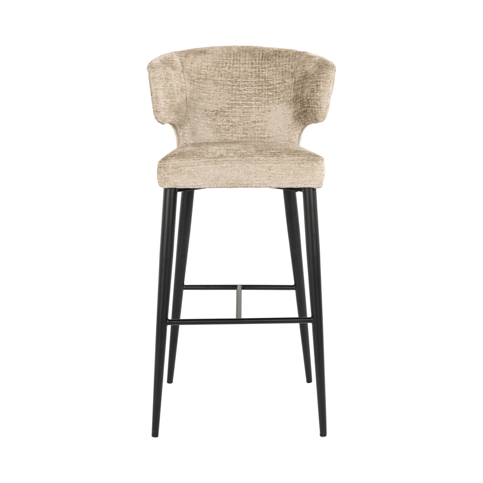 Bourton Beige Chenille Bar Stool with Black Legs