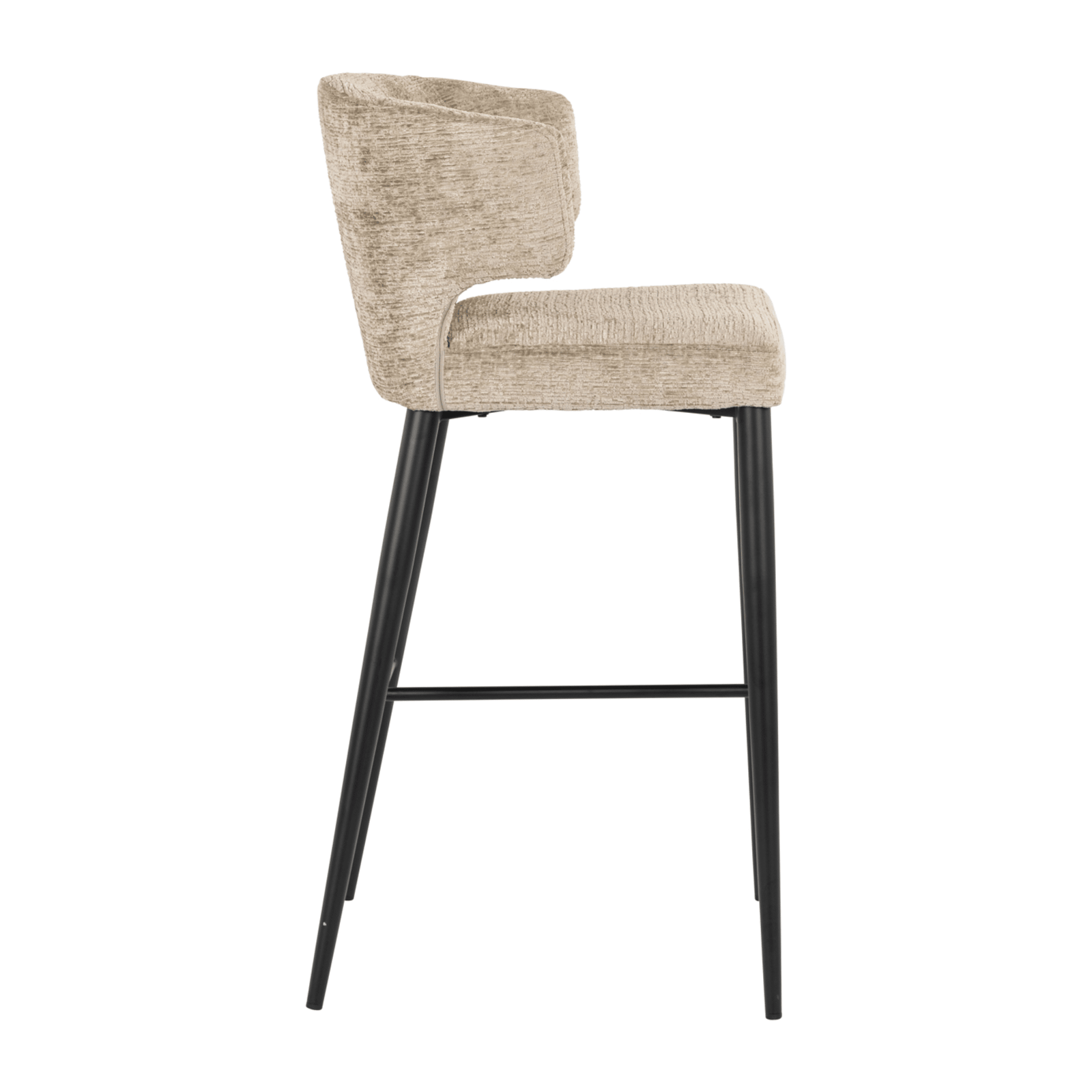 Bourton Beige Chenille Bar Stool with Black Legs