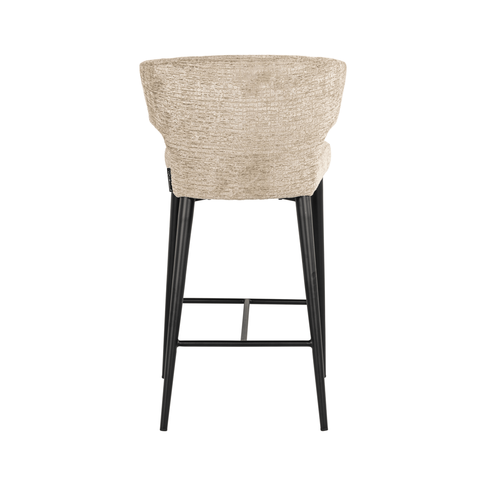 Bourton Beige Chenille Low Bar Stool with Black Legs