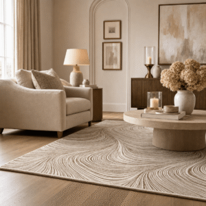 Braun Beige & Brown Swirl Pattern Abstract Rug
