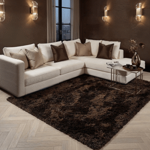 Caleb Chocolate Brown Luxury Fluffy Rug
