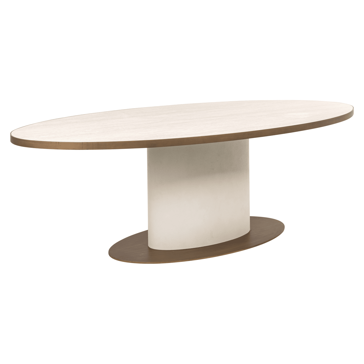 Camille Luxury Cream & Gold Oval Dining Table with Ceramic Marble Top