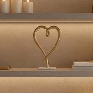 Cara Gold Heart Ornament on Marble Base