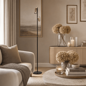 Carrara Black & Rose Gold LED Floor Lamp
