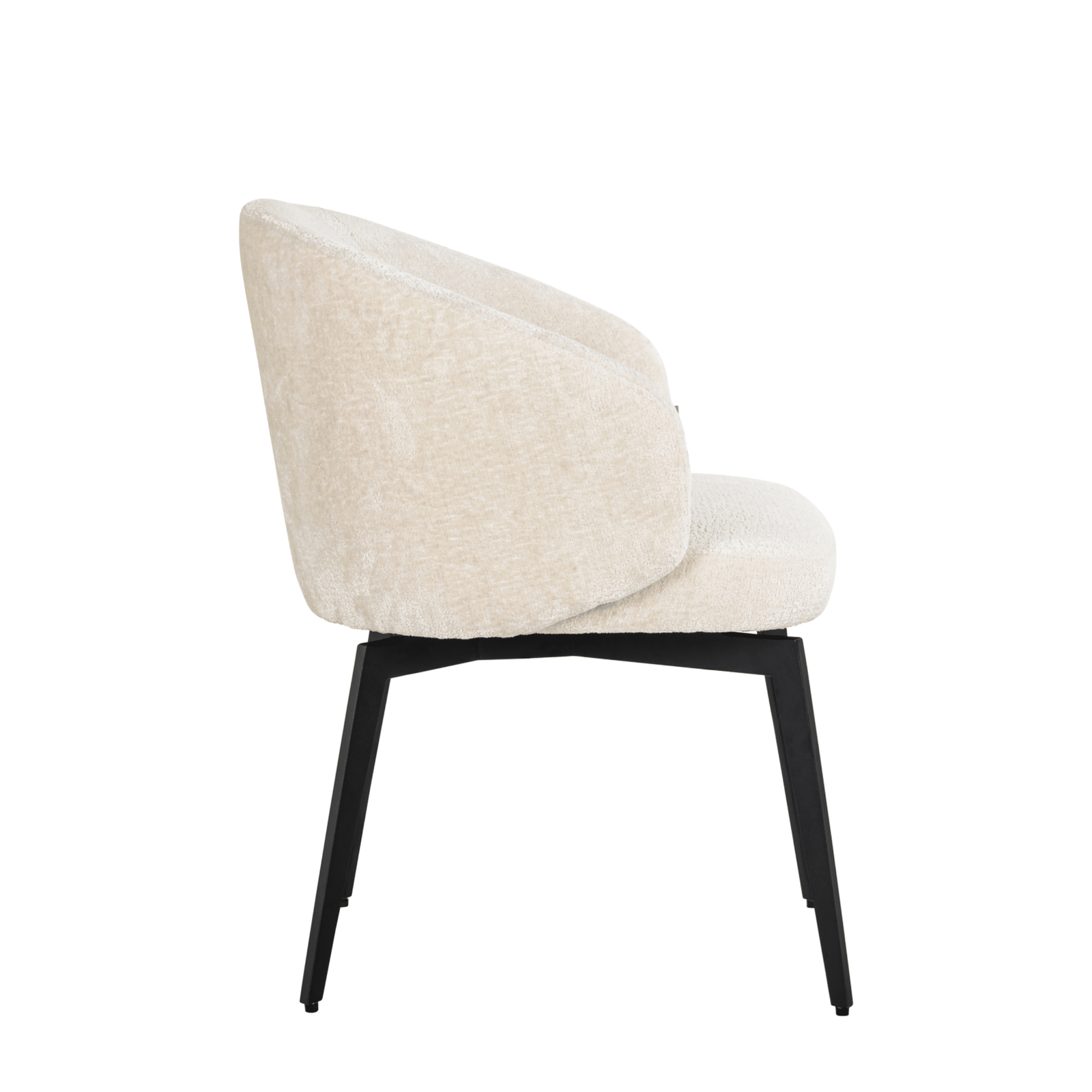 Casa Ivory Chenille Dining Chair with Black Legs