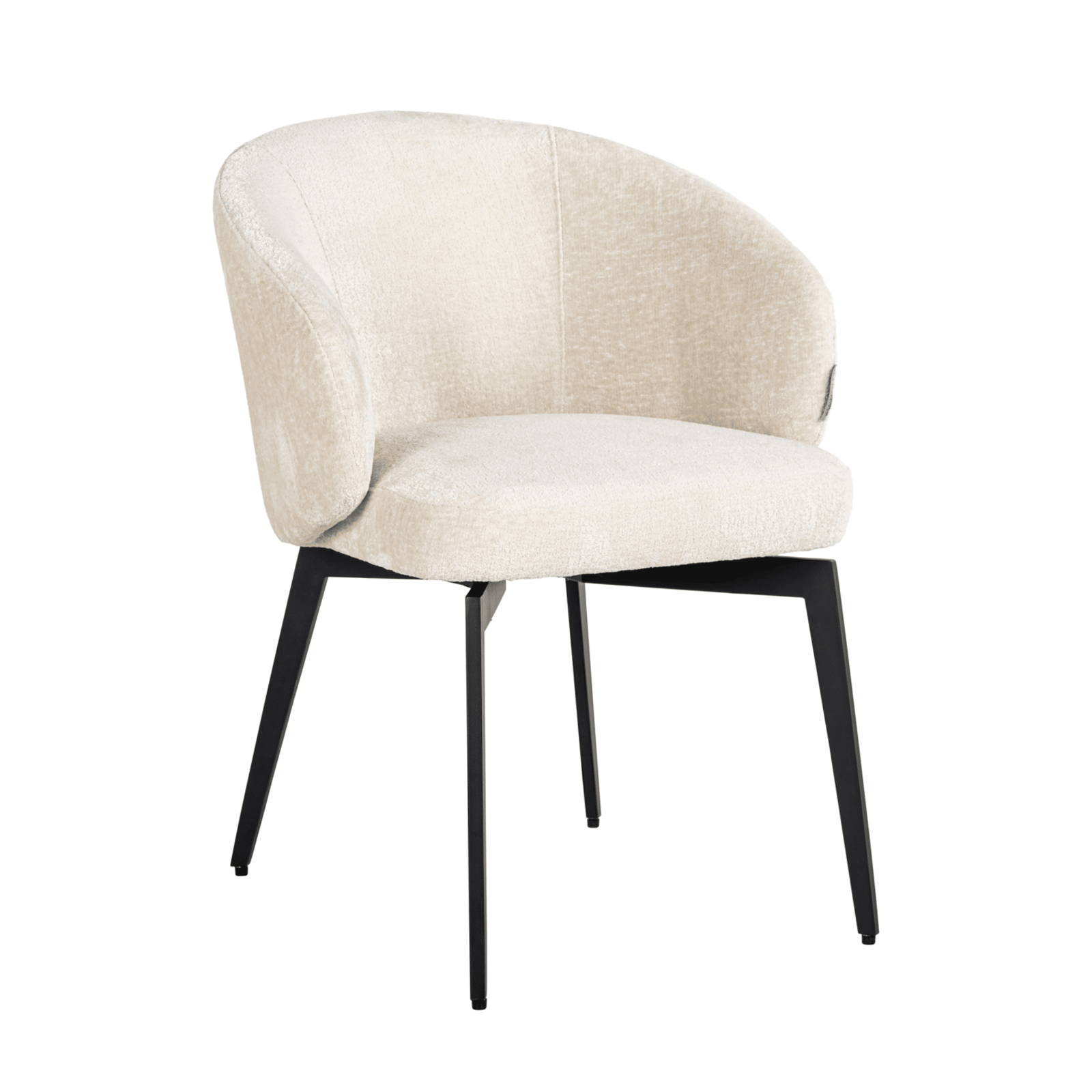 Casa Ivory Chenille Dining Chair with Black Legs