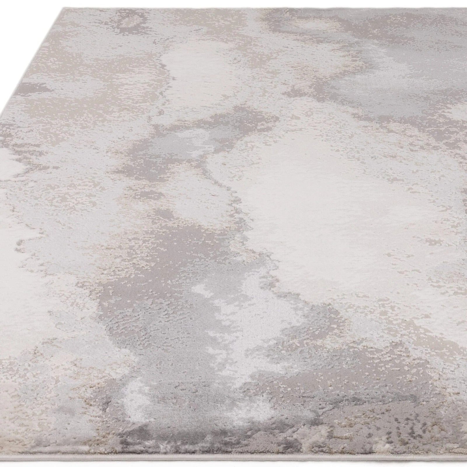 Caselle Grey & Cream Metallic Abstract Rug