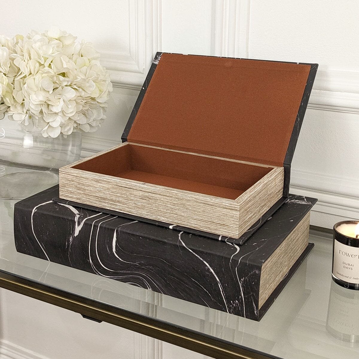 Casima Black & White Decorative Book Boxes - Set of 2