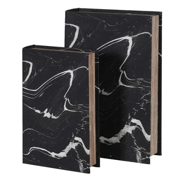 Casima Black & White Decorative Book Boxes - Set of 2