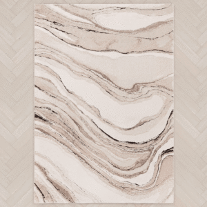 Casoria Cream & Beige Marble Effect Rug