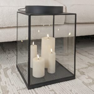 Chai Large Black Metal & Glass Lantern