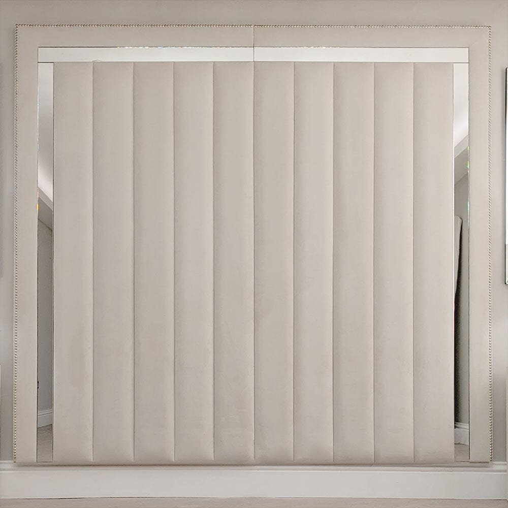 Chelsea Cream Velvet Mirrored Studded Premium Channelled Headboard