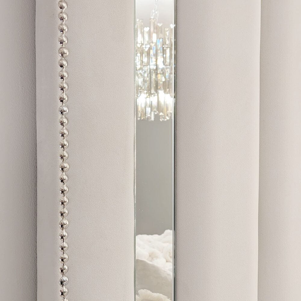 Chelsea Cream Velvet Mirrored Studded Premium Channelled Headboard