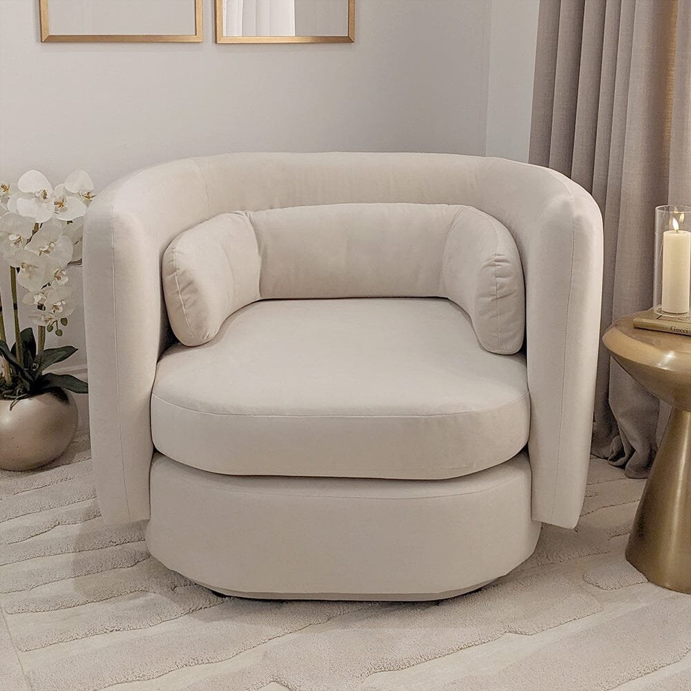 Chicago Cream Velvet Curved Back Accent Chair