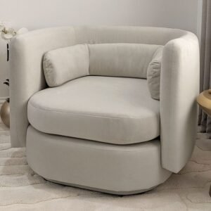 Chicago Smoke Grey Velvet Curved Back Accent Chair