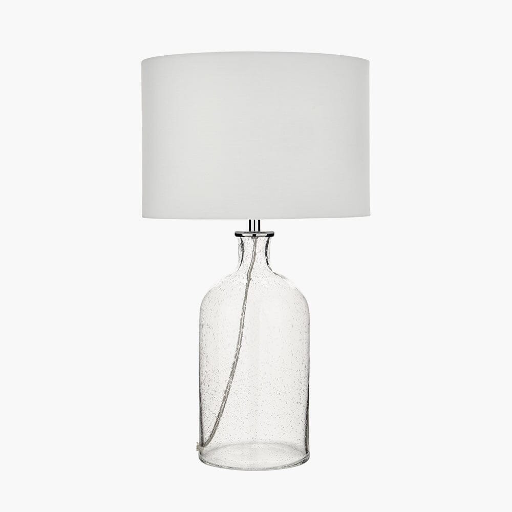 Clarida Clear Textured Glass Table Lamp With White Shade