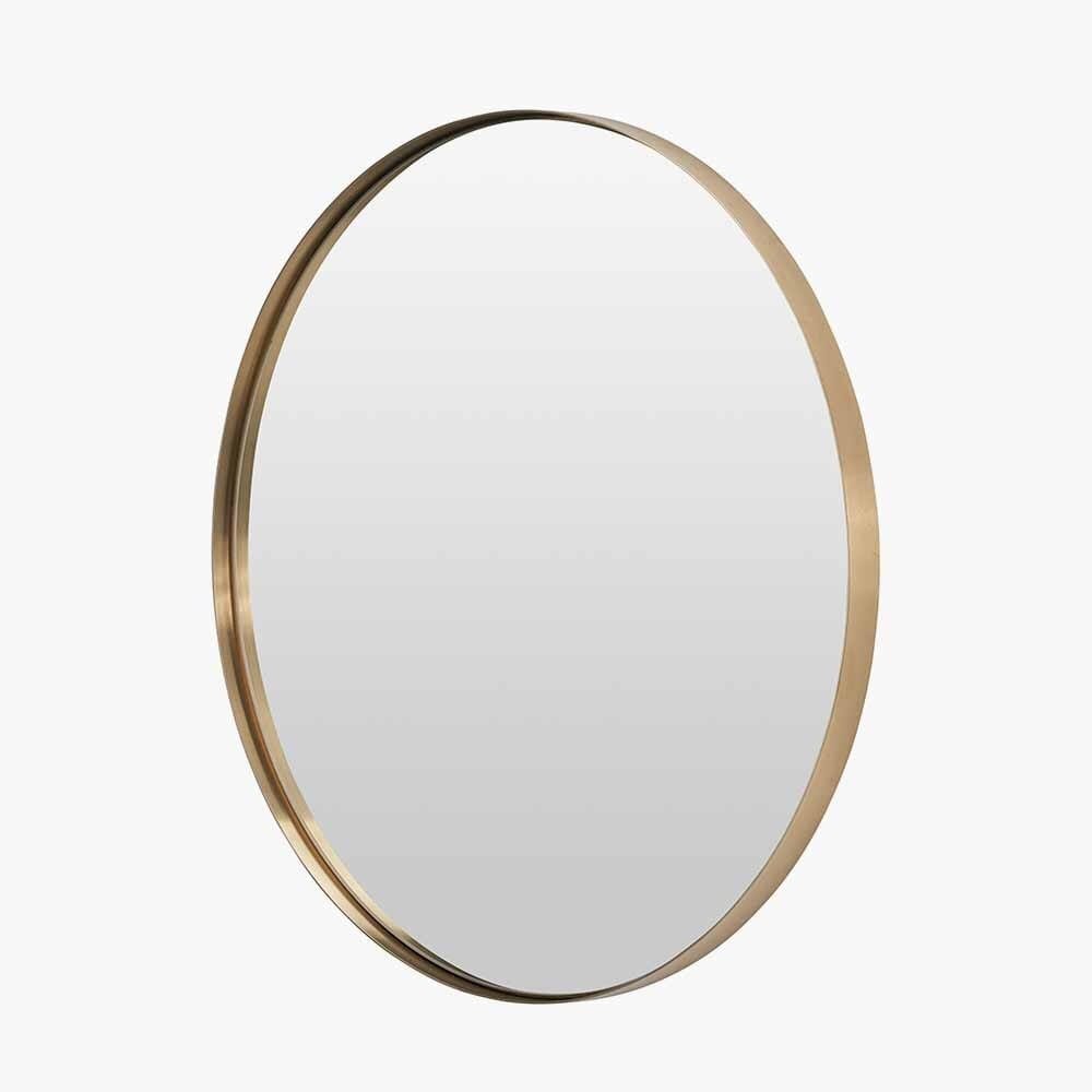 Claudia Brushed Gold Medium Slim Frame Round Wall Mirror