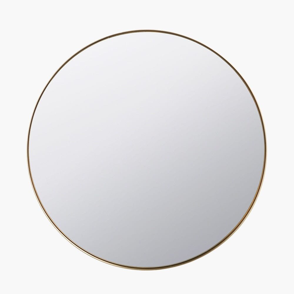 Claudia Brushed Gold Medium Slim Frame Round Wall Mirror