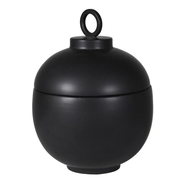 Colton Large Black Ceramic Lidded Decorative Jar