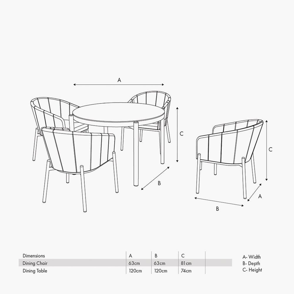 Coppola Putty Outdoor 4 Seater Round Dining Set