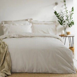 Coralia Neutral Striped 100% Cotton Duvet Set
